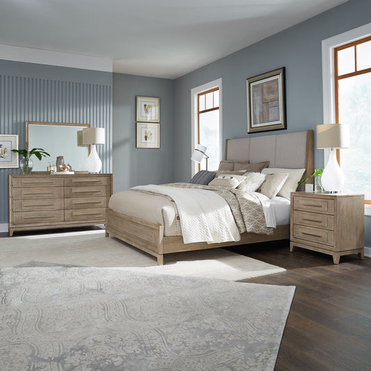 Brentwood - King Uph Bed, Dresser & Mirror, Night Stand
