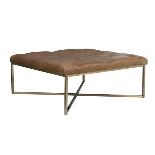 Hamilton Chestnut Leather Square Upholstered Ottoman