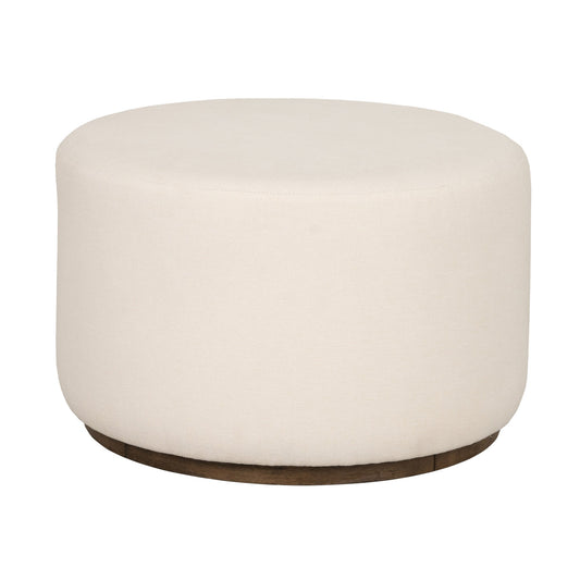 Lyra Ivory Fabric Pouf Ottoman