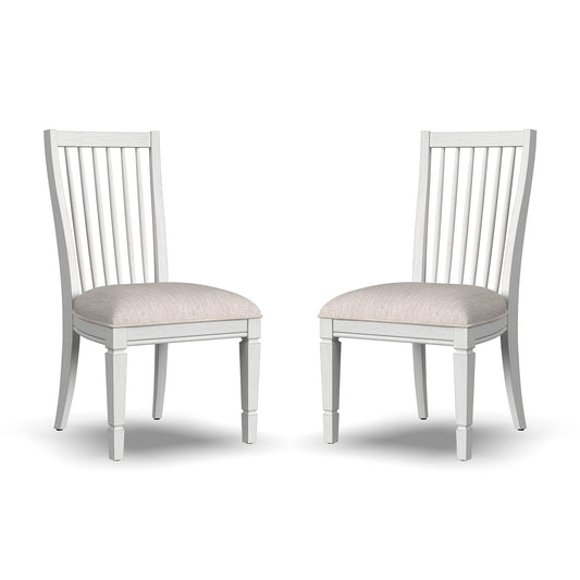 Melody White Fabric Pair of Upholstered Dining Chairs