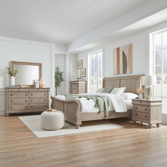 Queen Sleigh Bed, Dresser & Mirror, Chest, Night Stand