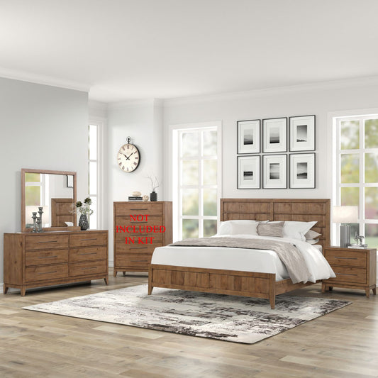 King California Panel Bed, Dresser & Mirror, Night Stand