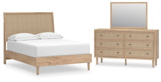 Cielden Full Panel Bed with Mirrored Dresser