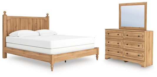 Galletyn King Panel Bed with Mirrored Dresser