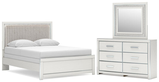 Birmonton Queen Upholstered Panel Bed, Dresser and Mirror