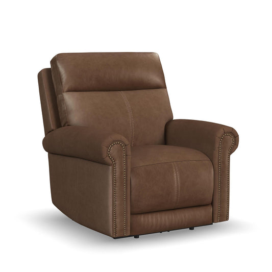 Alexander Tawny Leather Power Recliner with Power Headrest & Lumbar