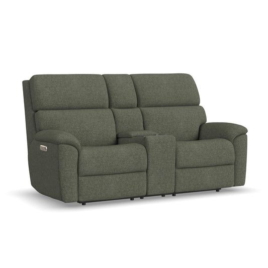 Porter Fabric Power Reclining Loveseat with Console, Power Headrest, & Lumbar