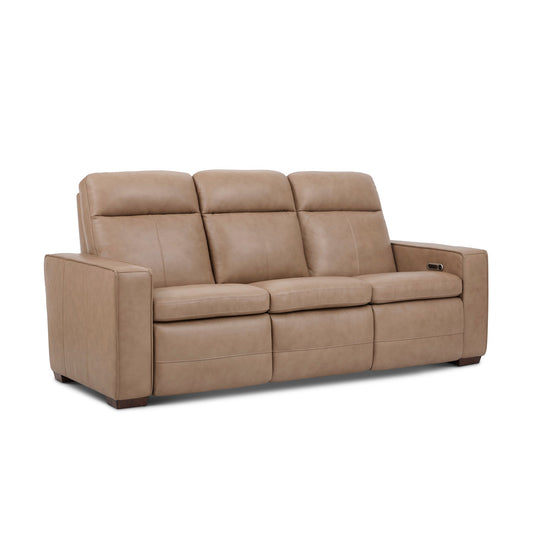 Dutch Desert Leather Power Reclining Sofa with Console, Power Headrest, & Lumbar