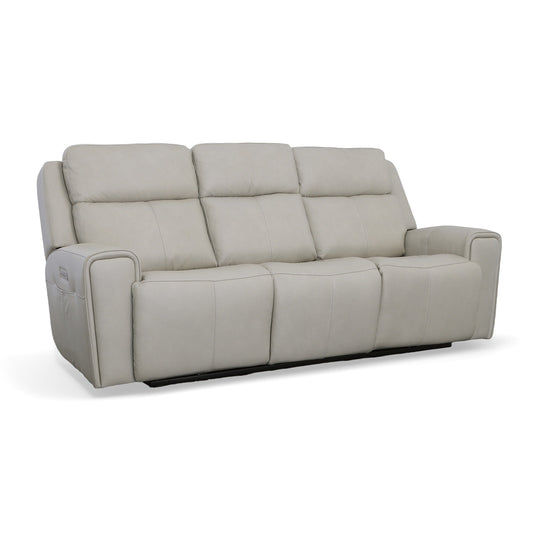 Barnett Gray Matters Leather Power Reclining Sofa with Power Headrests & Lumbar