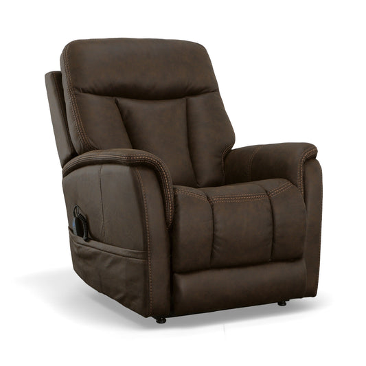 Atlas Walnut Fabric Power Lift Recliner with Power Headrest & Lumbar