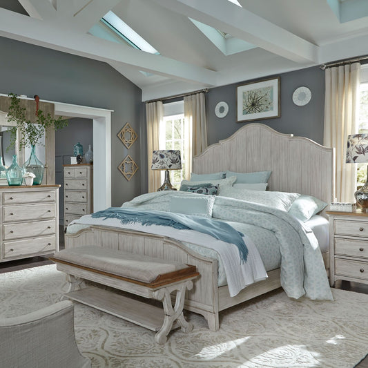 Farmhouse Reimagined - King California Panel Bed, Dresser & Mirror, Chest, Night Stand