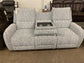 Salt-and-Pepper Reclining Loveseat with Drop-Down Console