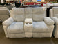 Light Gray Plush Reclining Console Loveseat