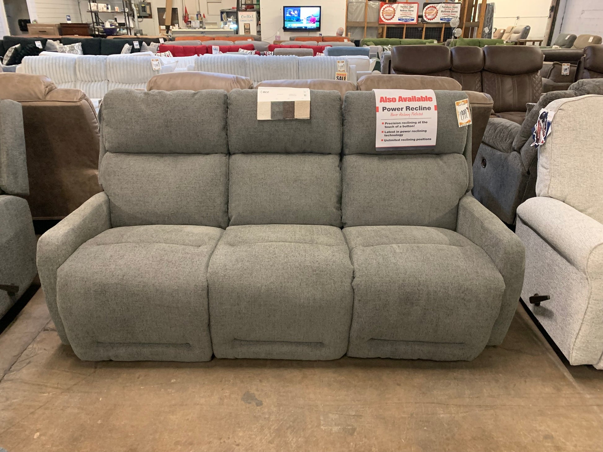 Best Home Gray Reclining Sofa (power available)