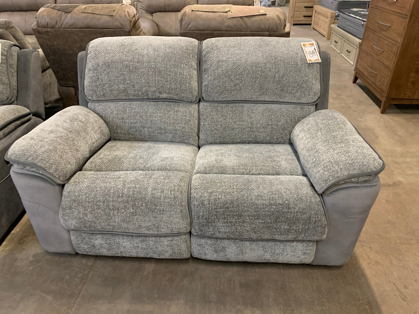Two-Tone Gray Reclining Loveseat