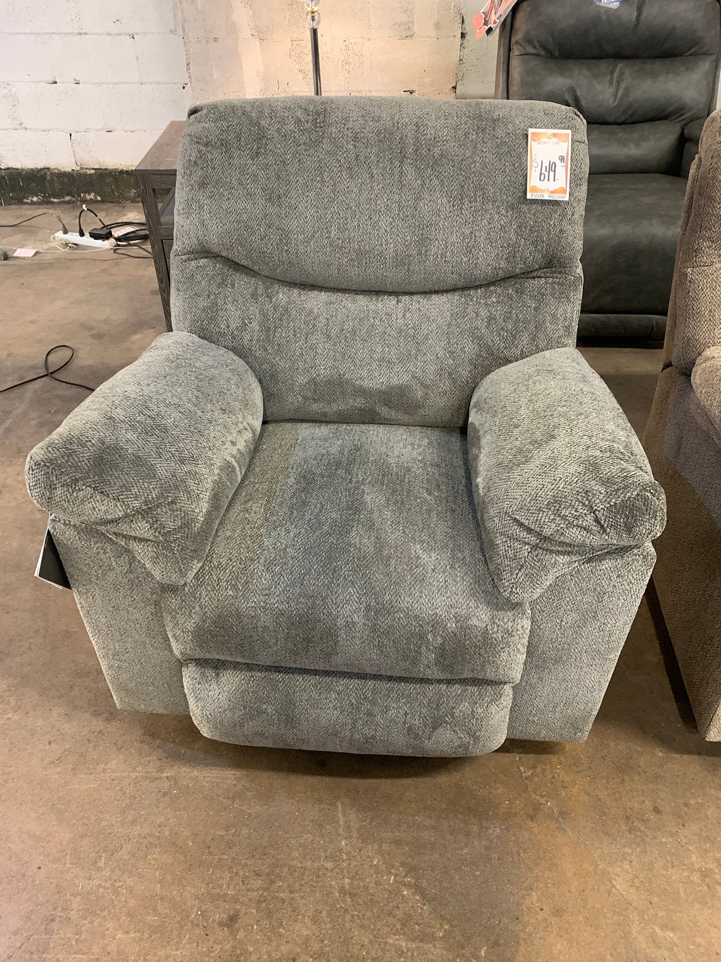 Gray Chenille Rocker Recliner