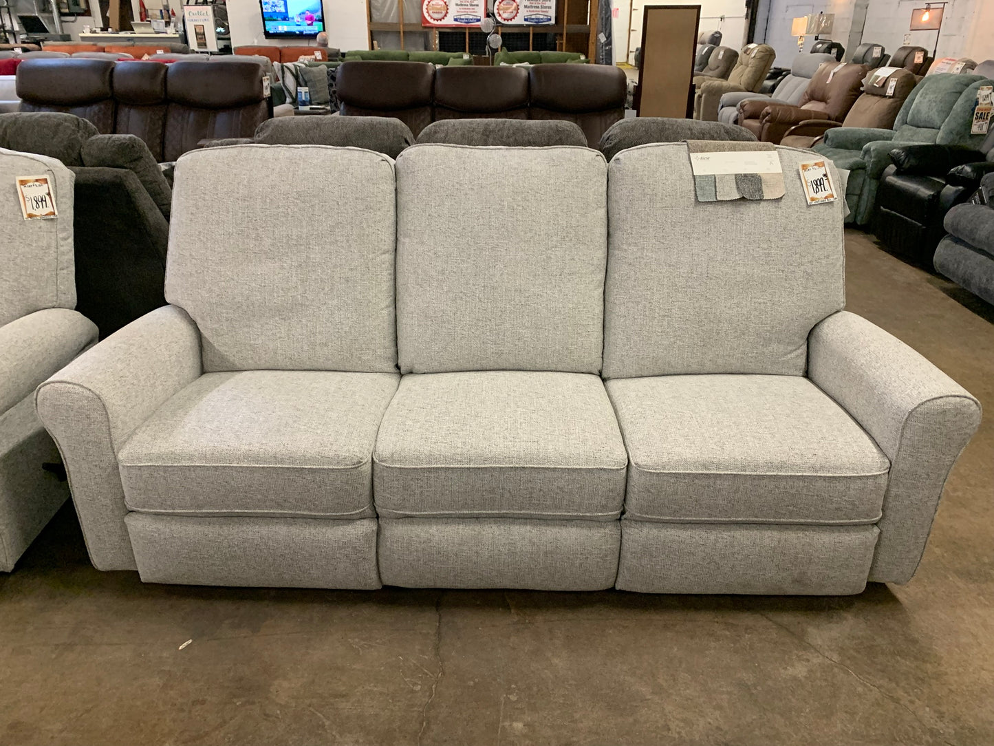 Best Home Light Gray Reclining Sofa