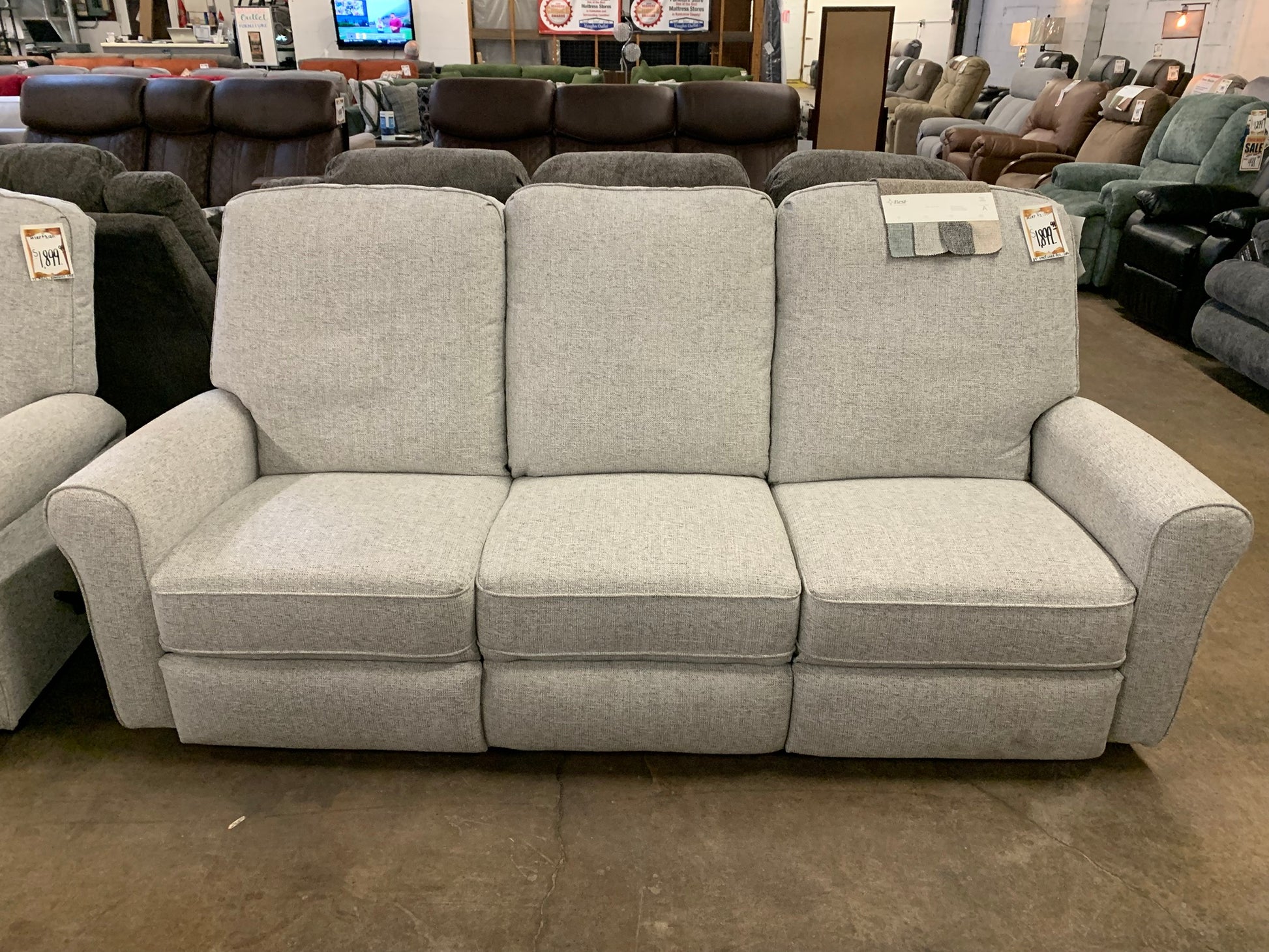 Best Home Light Gray Reclining Sofa