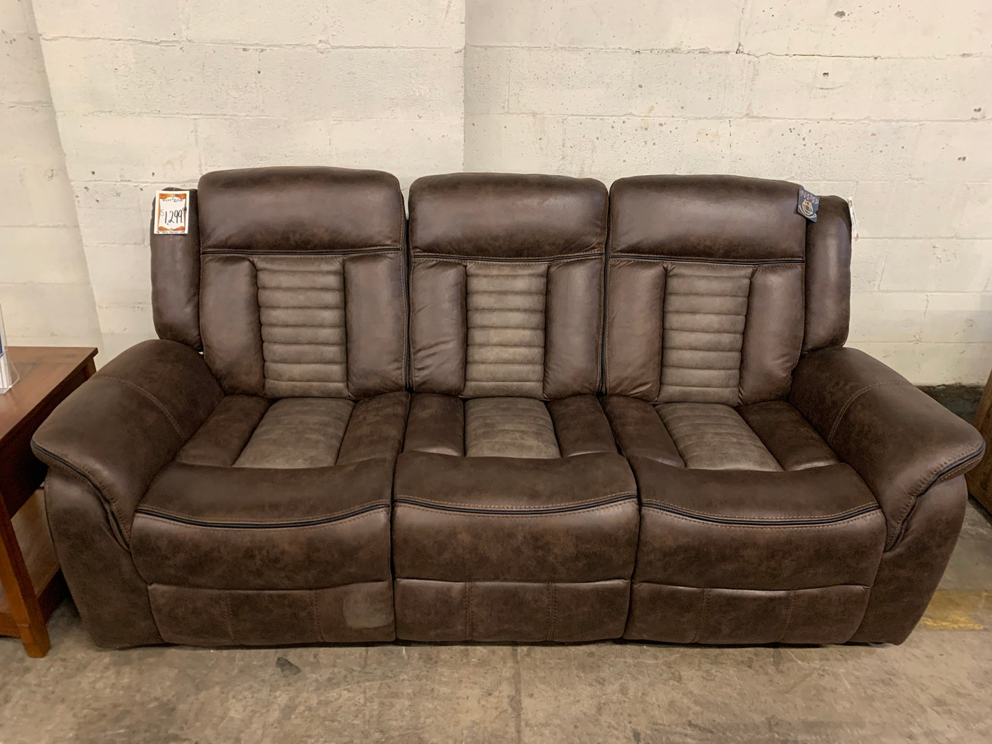 Brown Channel-Back Reclining Sofa