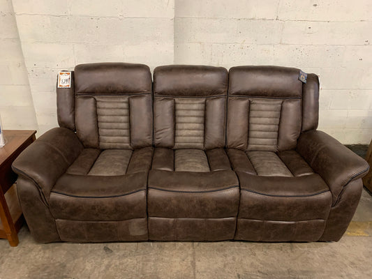 Brown Channel-Back Reclining Sofa