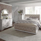 King Uph Sleigh Bed, Dresser & Mirror, Chest