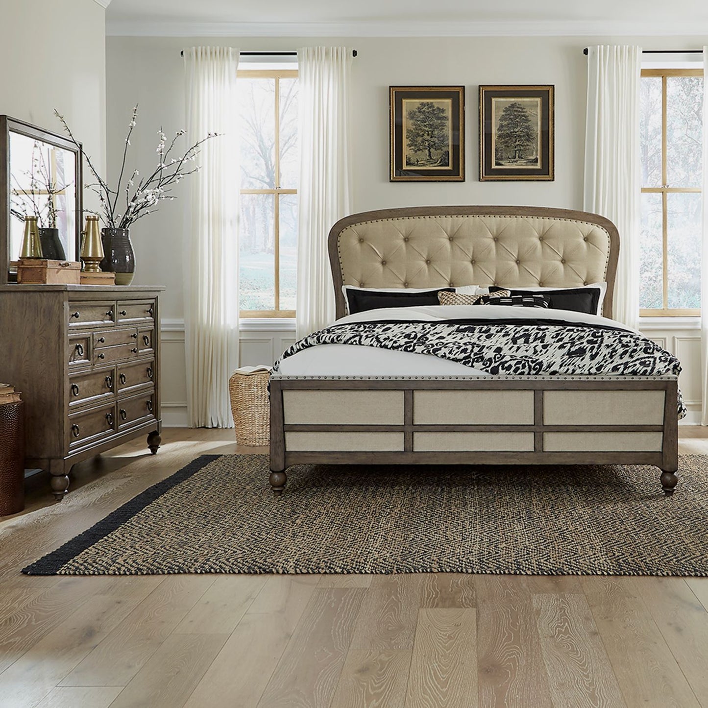 King Shelter Bed, Dresser & Mirror