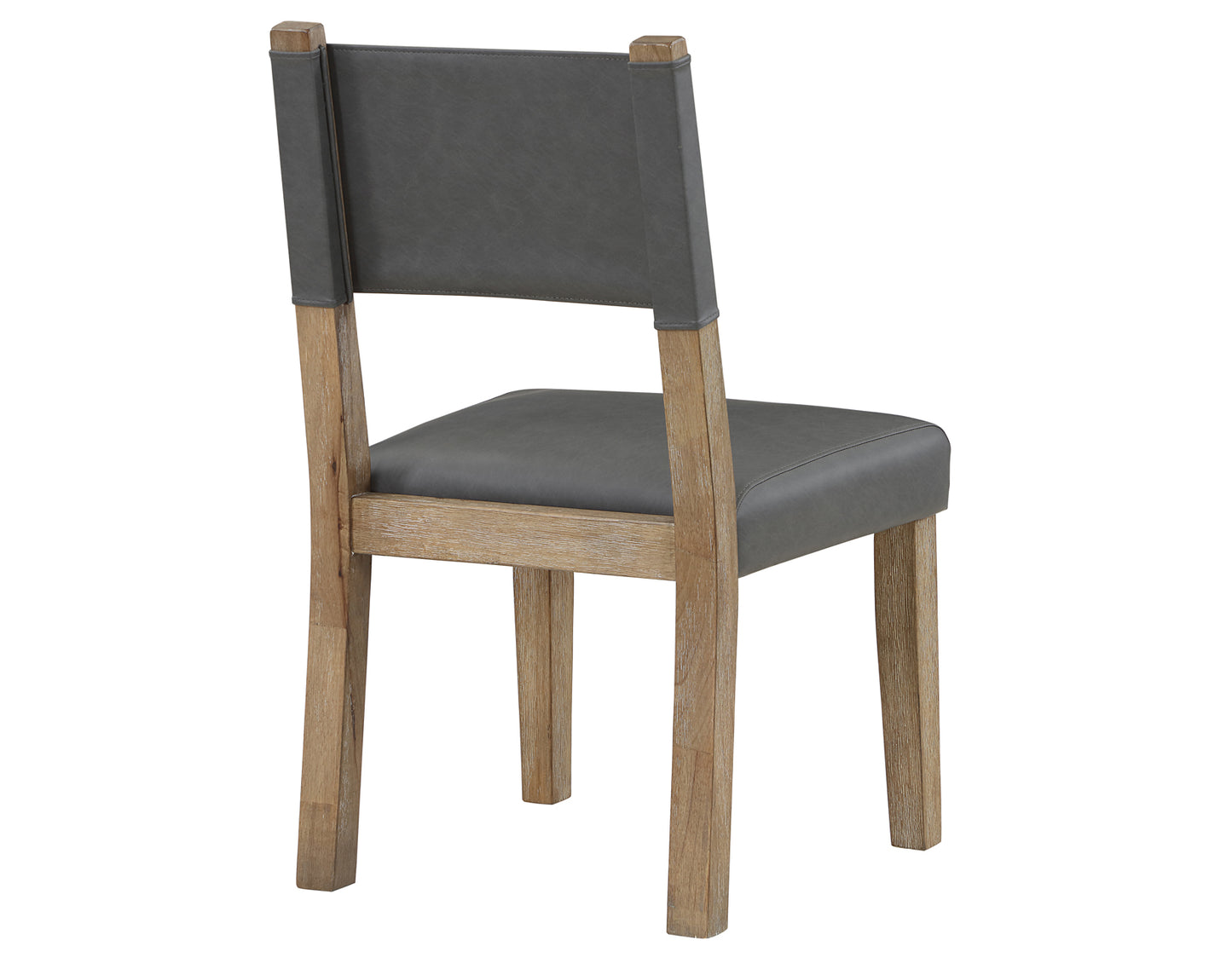 Aubrey Side Chair, Gray Vegan Leather with Driftwood wood finish