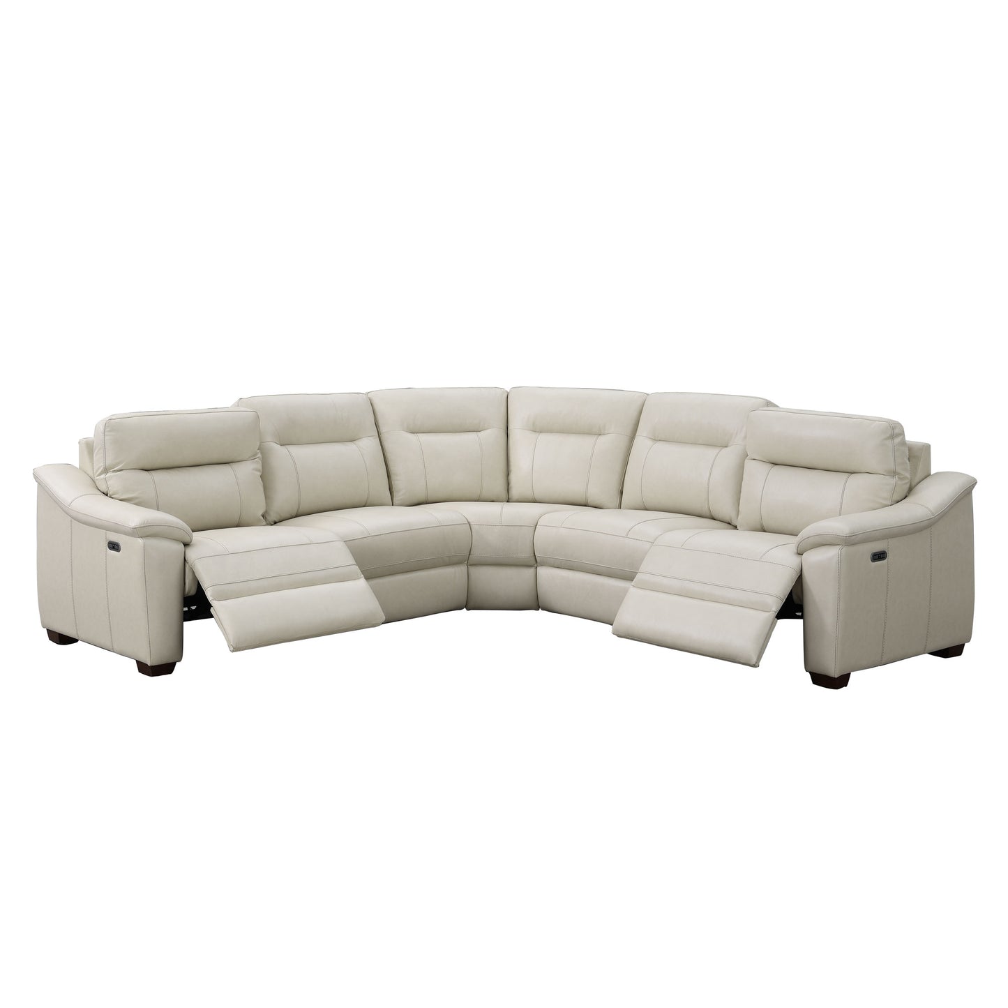 CASA 6-PIECE LEATHER DUAL-POWER RECLINING SECTIONAL, IVORY