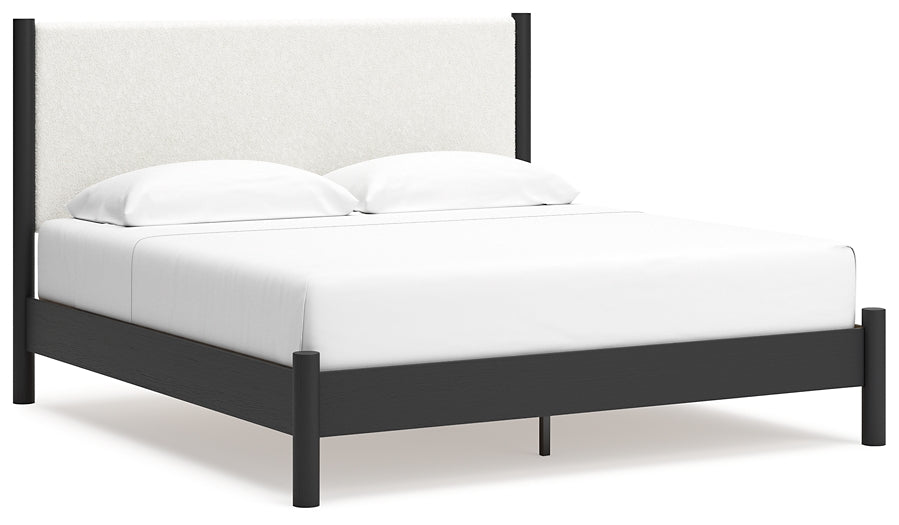 Cadmori King Upholstered Panel Bed with Dresser
