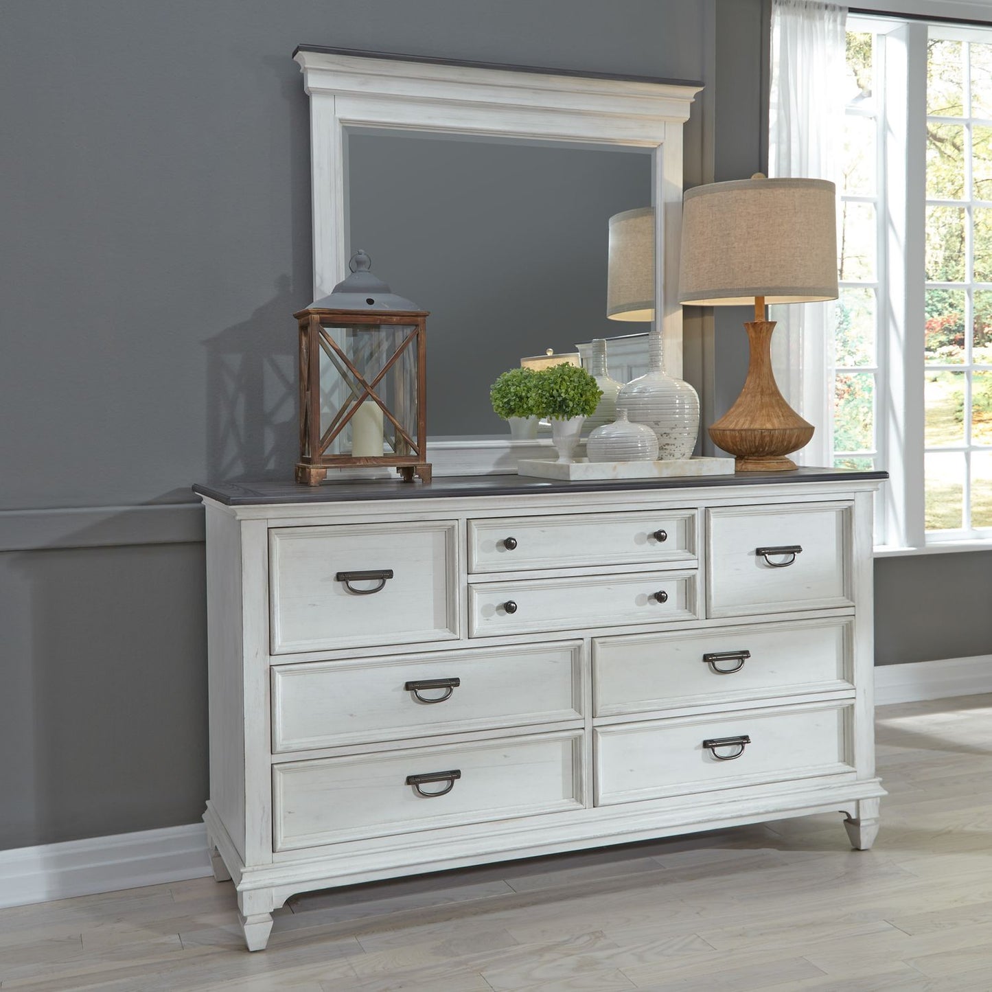 Allyson Park - King California Panel Bed, Dresser & Mirror