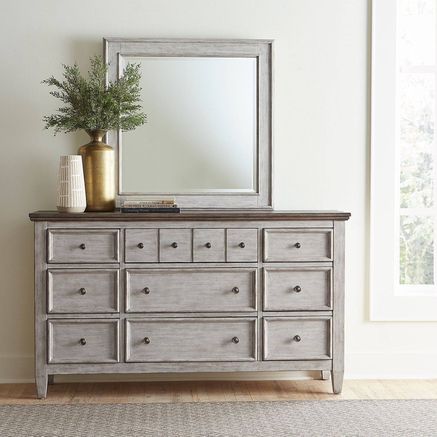 Opt Queen Panel Bed, Dresser & Mirror, Chest
