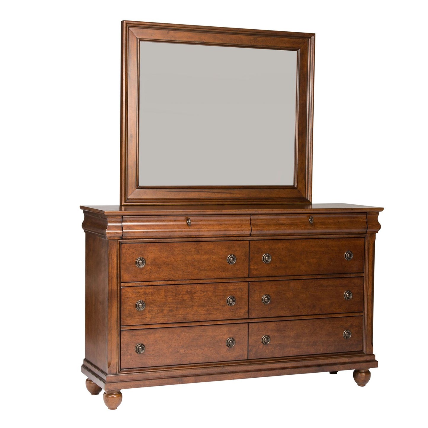 King California Sleigh Bed, Dresser & Mirror