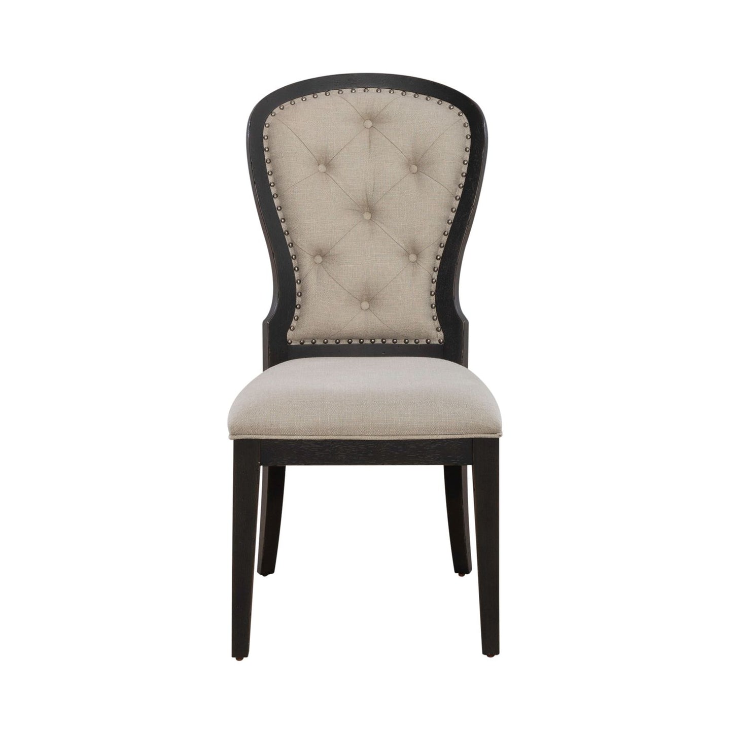 Americana Farmhouse - Uph Tufted Back Side Chair - Black