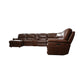 David Pecan Leather Power Reclining Sectional with Power Headrests & Lumbar