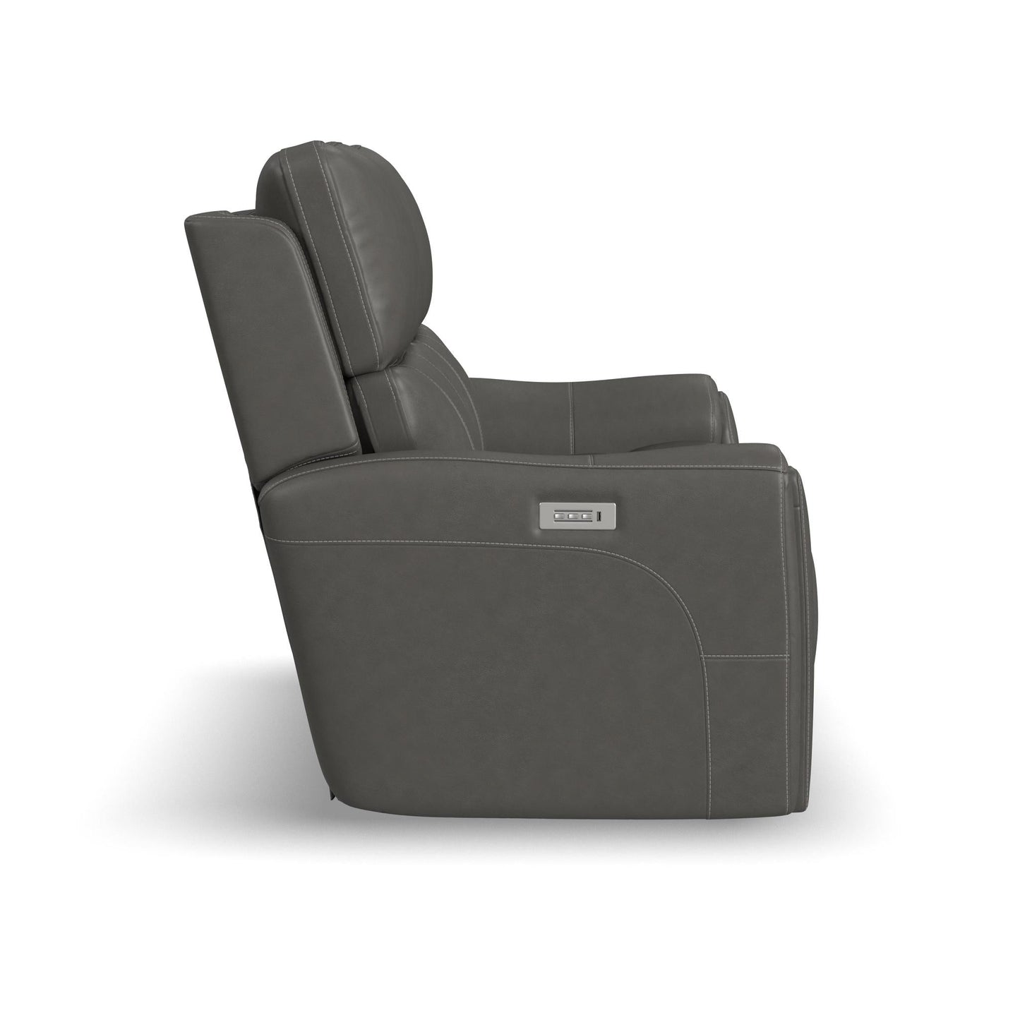 Calvin Smoke Fabric Power Reclining Loveseat with Power Headrests & Lumbar