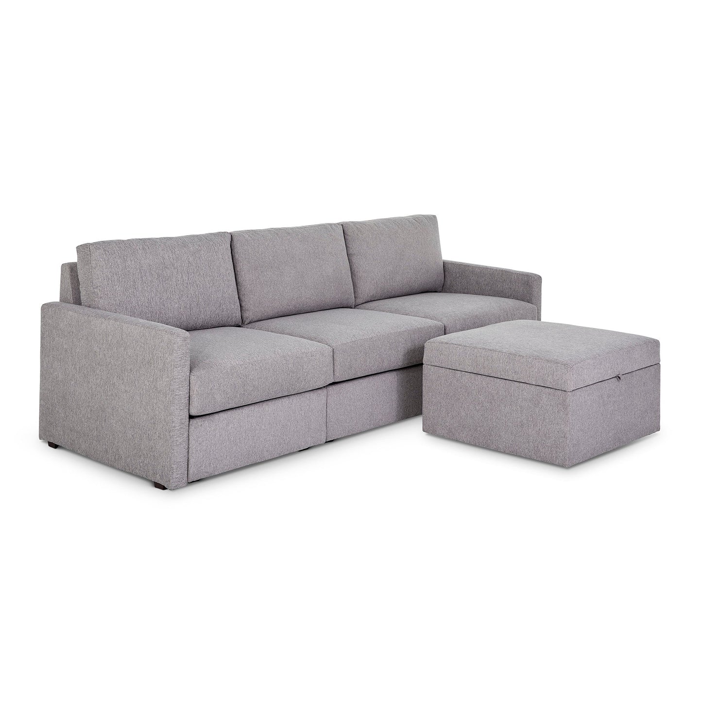 Flex Pebble Sofa with Narrow Arm and Storage Ottoman
