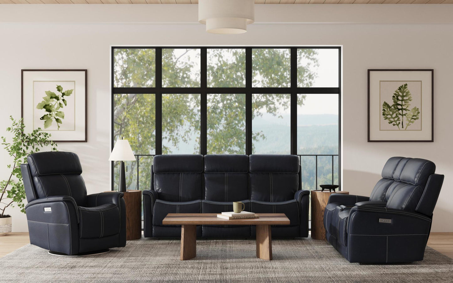 View Power Reclining Sofa with Console, Power Headrests & Lumbar