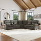 Wyatt Gunmetal Leather Power Reclining Sectional with Power Headrest & Lumbar