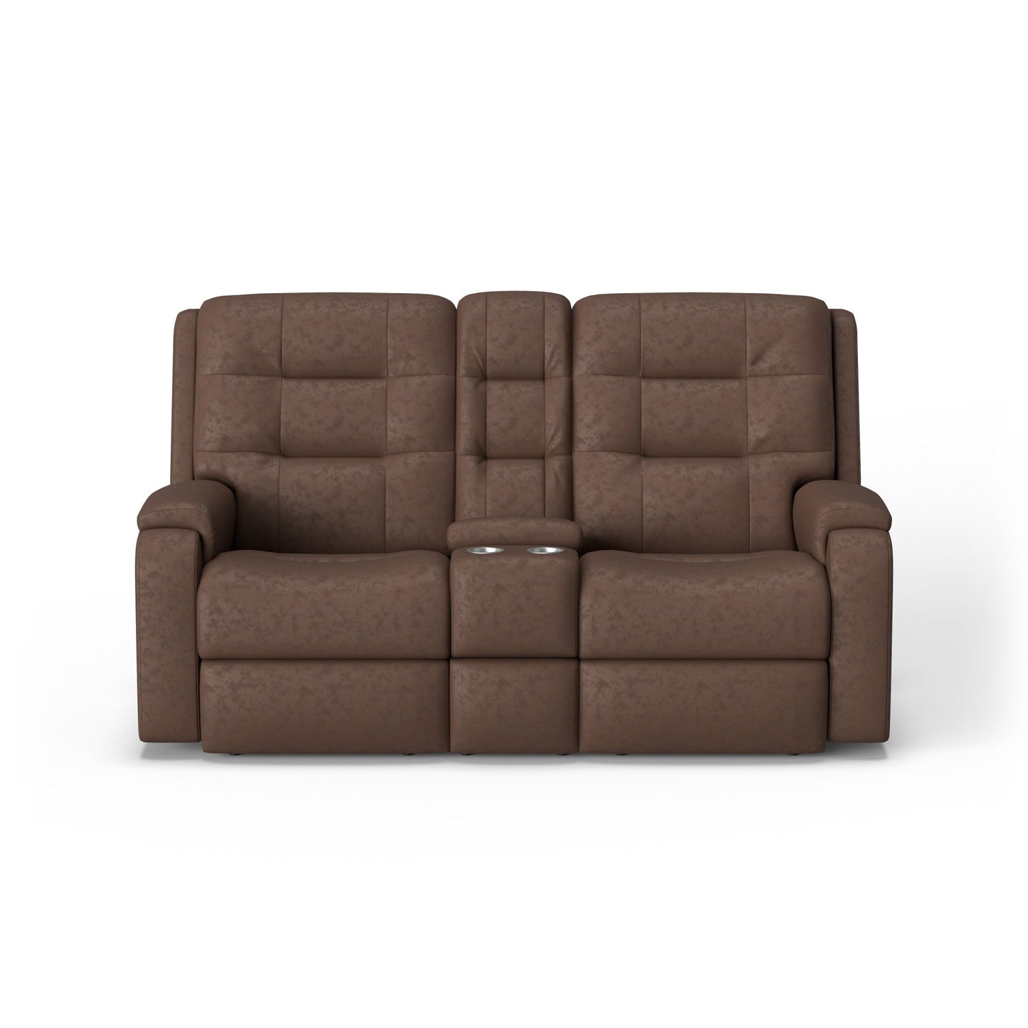 Arlo Leather Power Reclining Loveseat with Console & Power Headrests