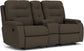 Kerrie Fabric Reclining Loveseat with Console