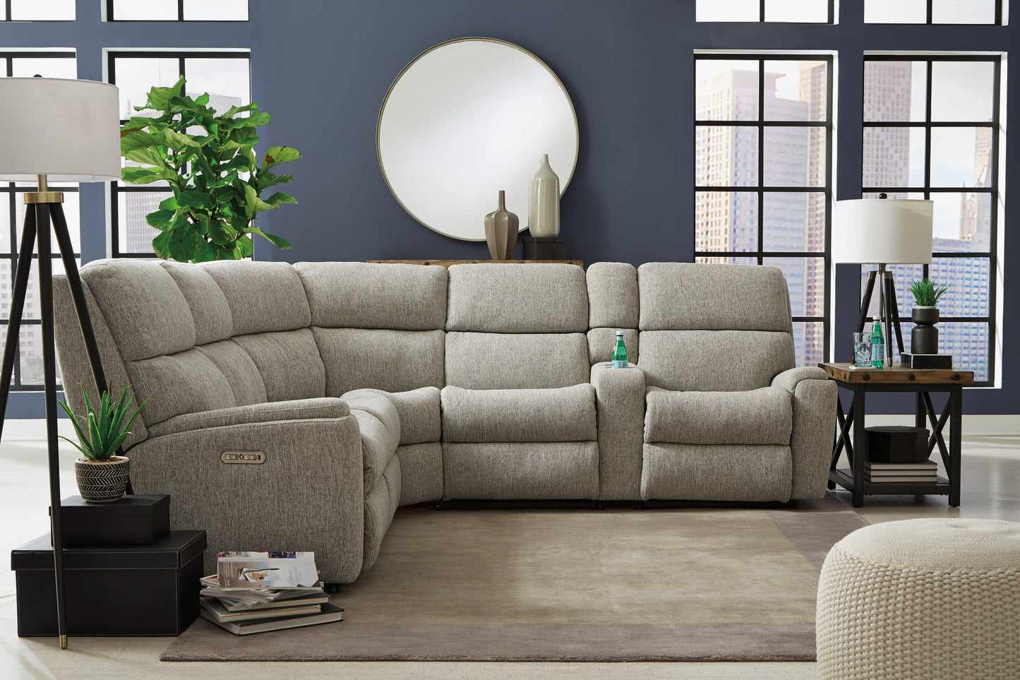 Rio Fabric Power Reclining Sectional with Power Headrests
