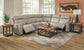 Dove Grey Fabric Power Reclining Sectional with Power Headrest, Lumbar, Heat, & Massage