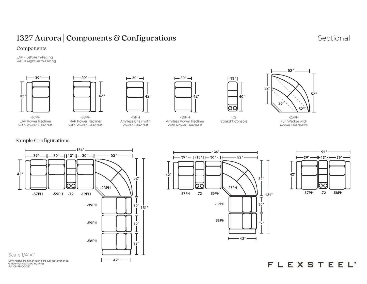 Aurora Ash Leather Power Reclining Sectional with Power Headrests