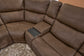 Carter Cappuccino Fabric Power Reclining Sectional with Power Headrests & Lumbar