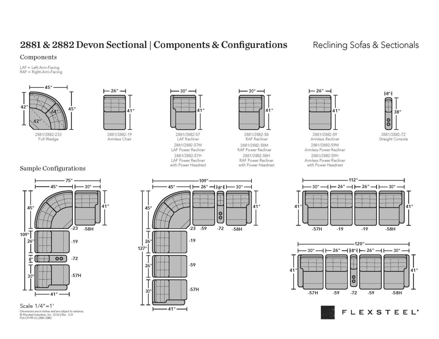 Devon Fabric Power Reclining Sectional with Power Headrests