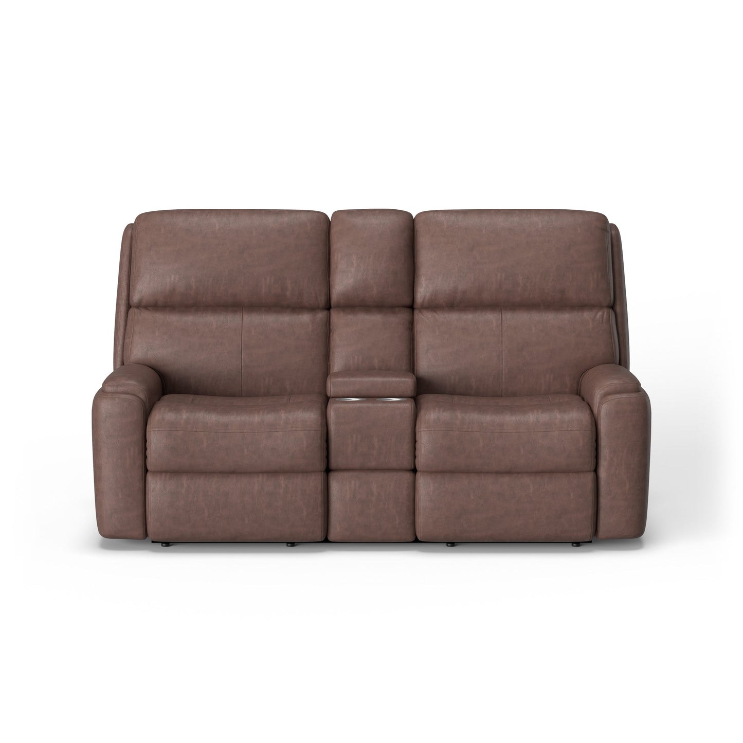 Rio Leather Power Reclining Loveseat with Console & Power Headrests