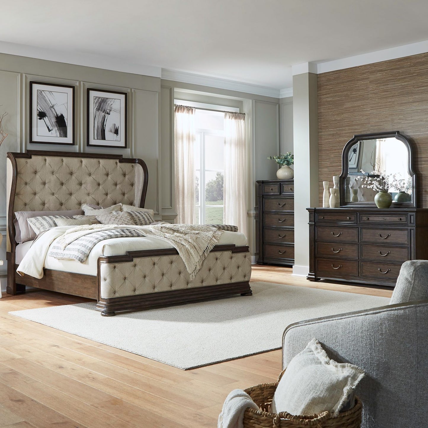 Provence Park - Queen Shelter Bed, Dresser & Mirror, Chest