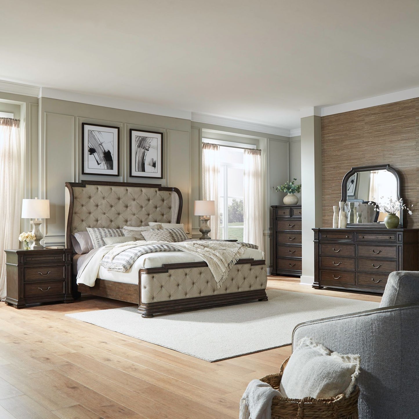 Provence Park - King Shelter Bed, Dresser & Mirror, Chest, Night Stand