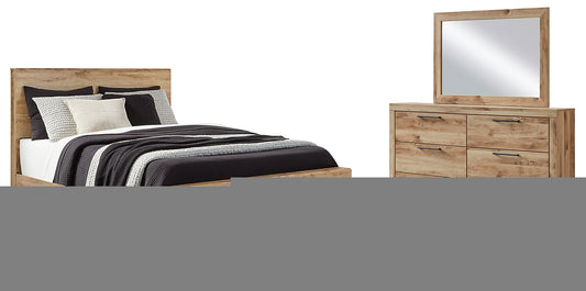 Hyanna Queen Panel Bed with Storage with Mirrored Dresser
