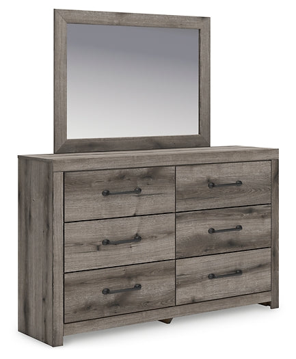 Graystorm Queen Panel Bed with Mirrored Dresser